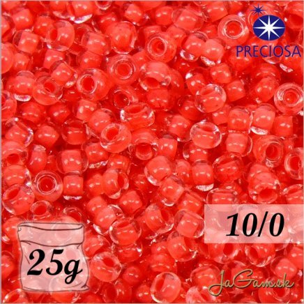 Rokajl Preciosa 10/0 Priehľadná s červeným prieťahom č.08A98-25g (PR10057)